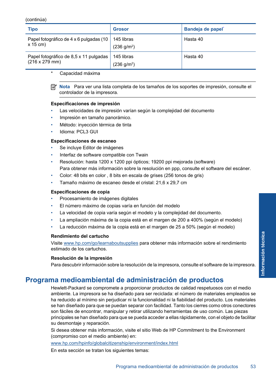 HP Impresora e-Todo-en-Uno HP Photosmart Plus - B210a User Manual | Page 55 / 70