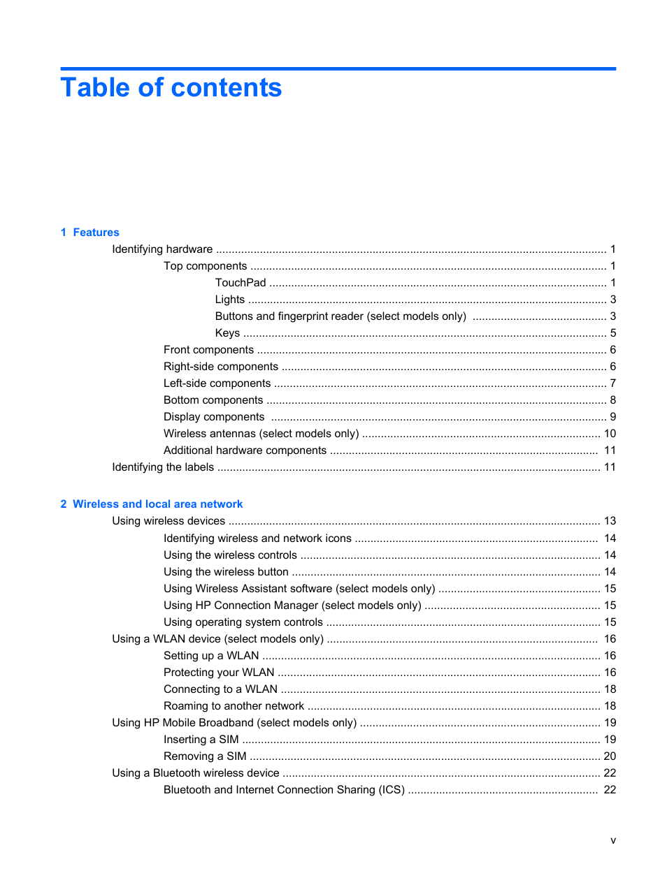 HP ProBook 5320m Notebook PC User Manual | Page 5 / 140