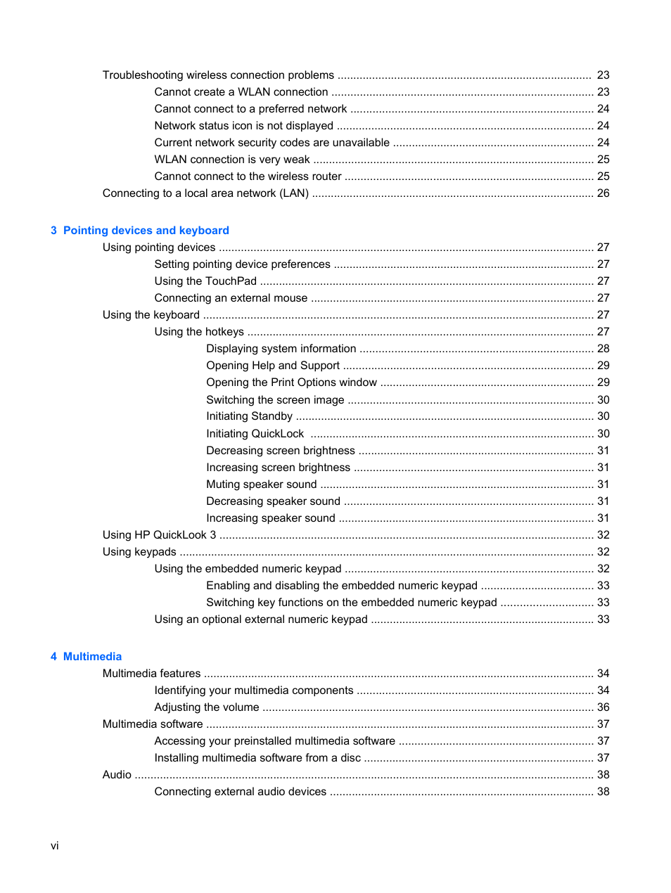 HP ProBook 5320m Notebook PC User Manual | Page 6 / 140