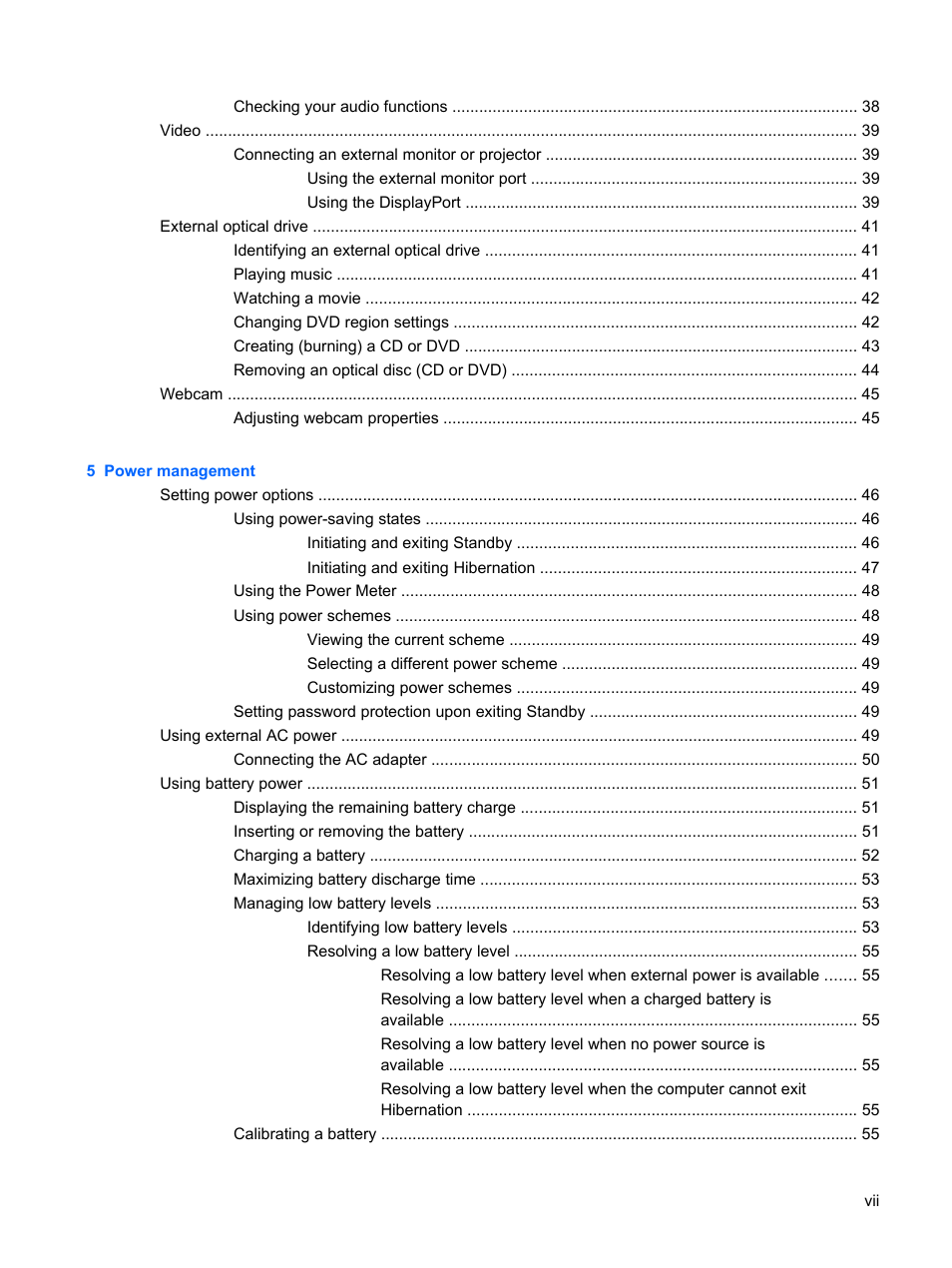 HP ProBook 5320m Notebook PC User Manual | Page 7 / 140
