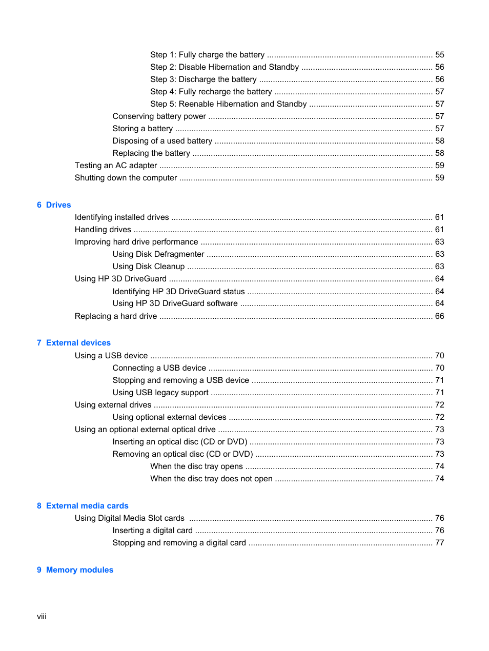 HP ProBook 5320m Notebook PC User Manual | Page 8 / 140