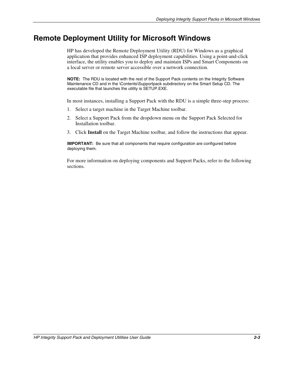 Remote deployment utility for microsoft windows, Remote deployment utility for microsoft windows -3 | HP Integrity rx4640 Server User Manual | Page 13 / 48