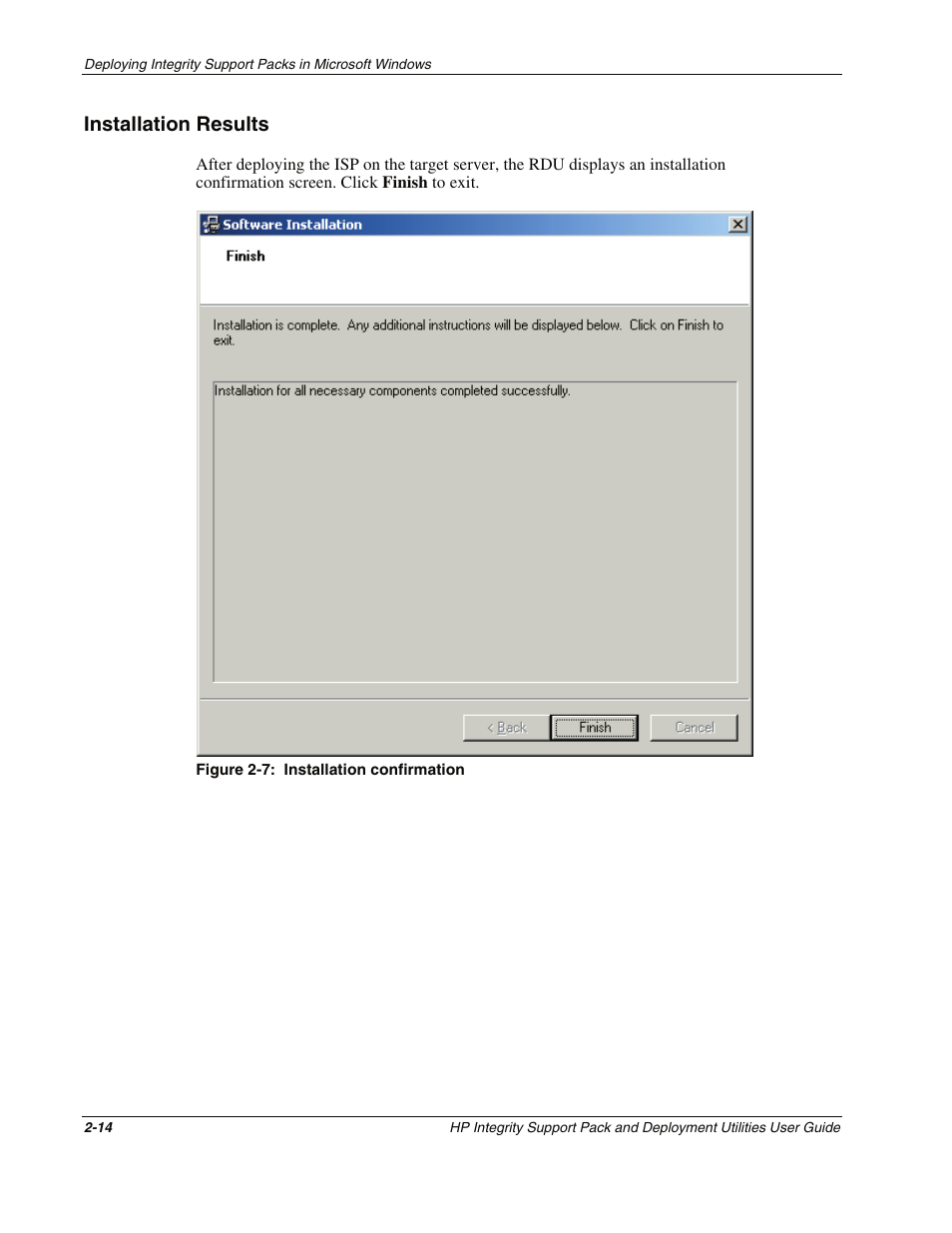 Installation results, Installation results -14 | HP Integrity rx4640 Server User Manual | Page 24 / 48