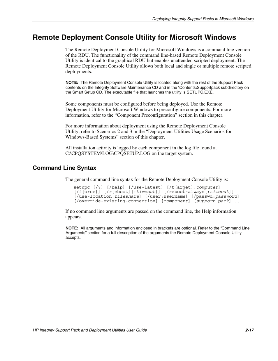 Command line syntax, Command line syntax -17 | HP Integrity rx4640 Server User Manual | Page 27 / 48