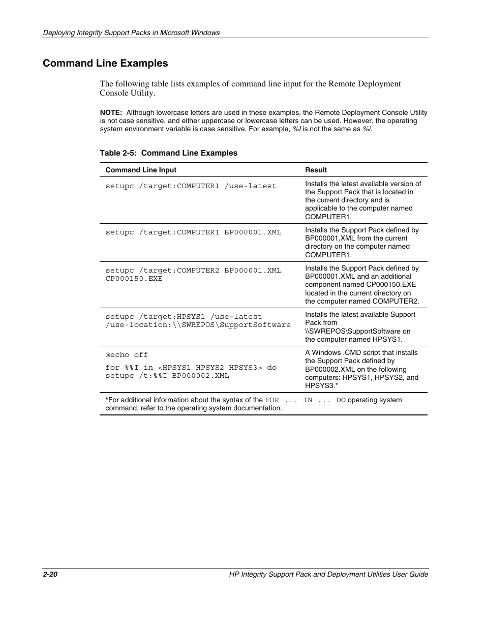 Command line examples, Command line examples -20 | HP Integrity rx4640 Server User Manual | Page 30 / 48