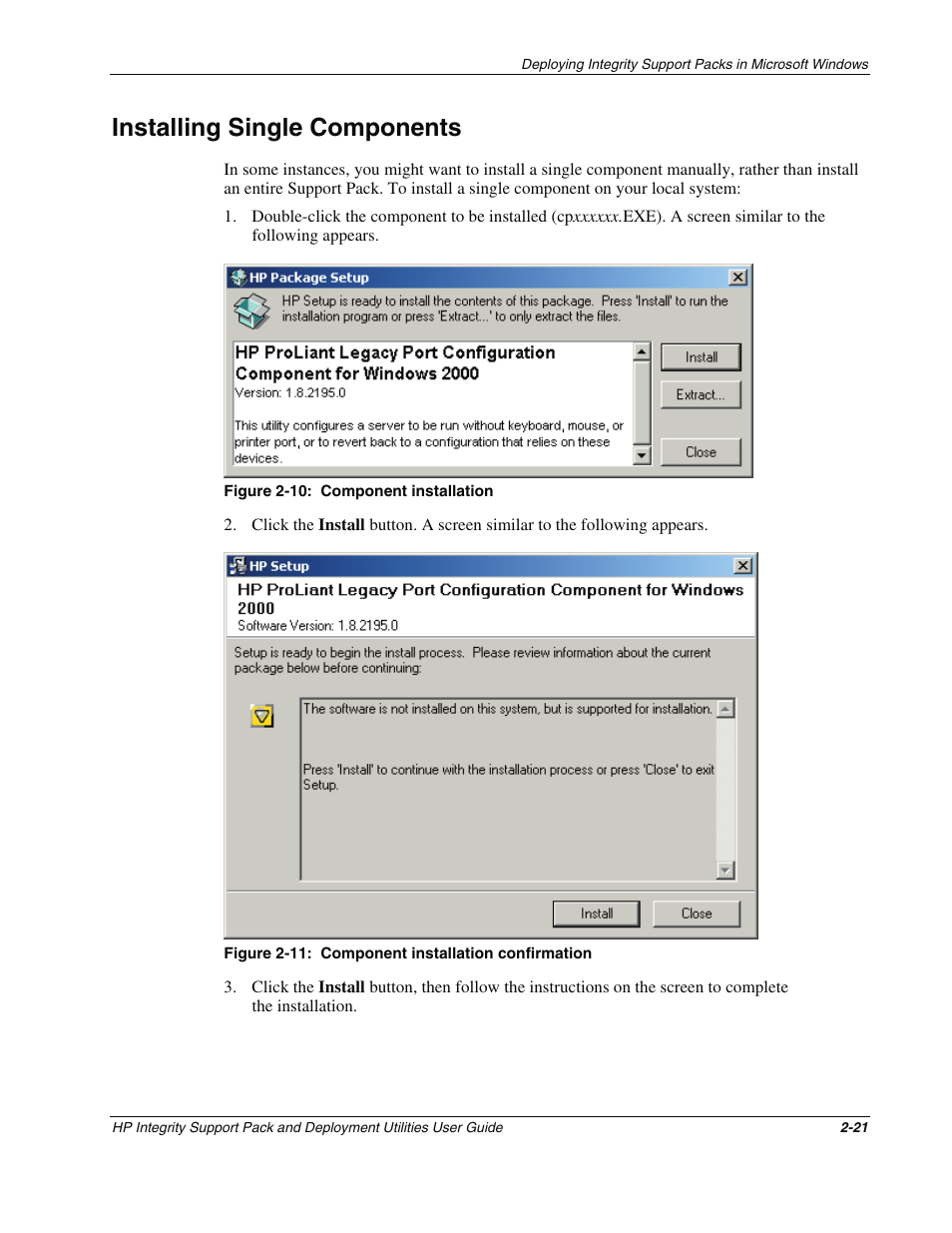Installing single components, Installing single components -21 | HP Integrity rx4640 Server User Manual | Page 31 / 48