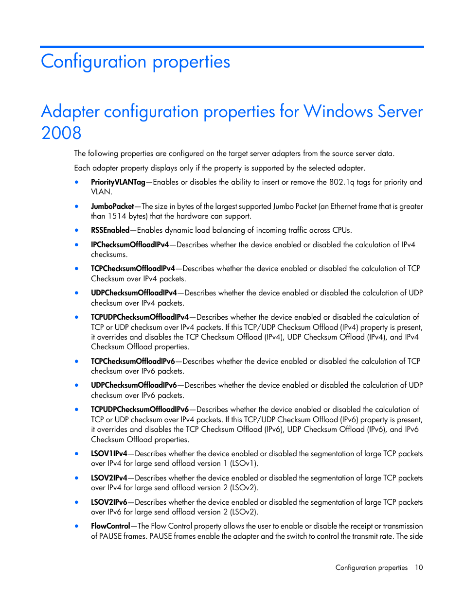 Configuration properties | HP ProLiant Network Adapter Scripting Utility (User Guide) User Manual | Page 10 / 20