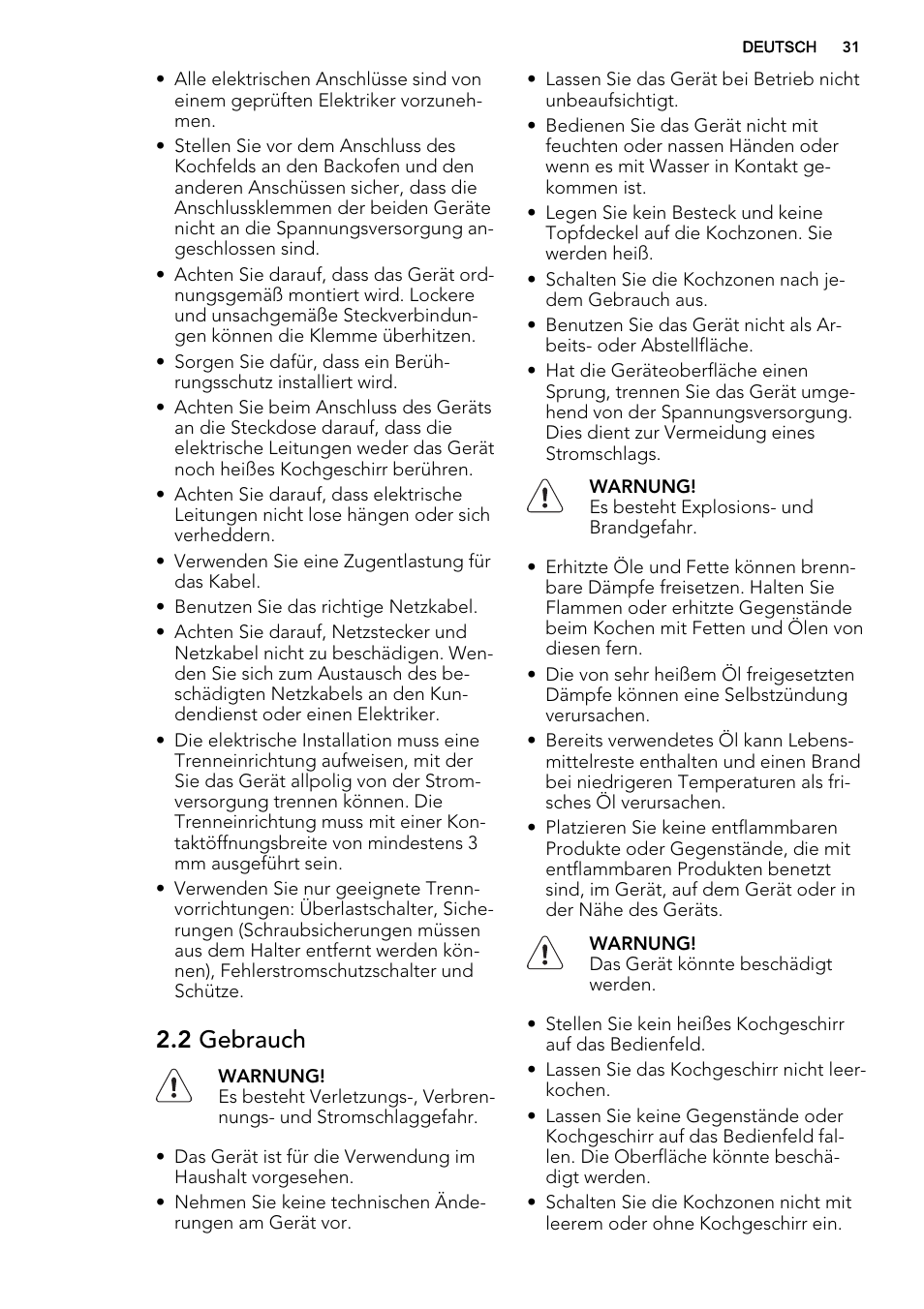2 gebrauch | AEG HE604060XB User Manual | Page 31 / 48