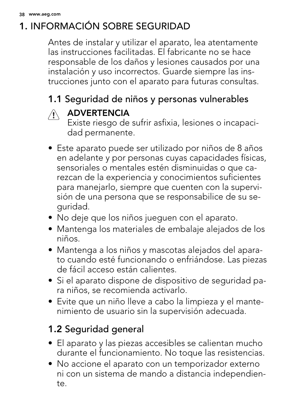 AEG HE604060XB User Manual | Page 38 / 48