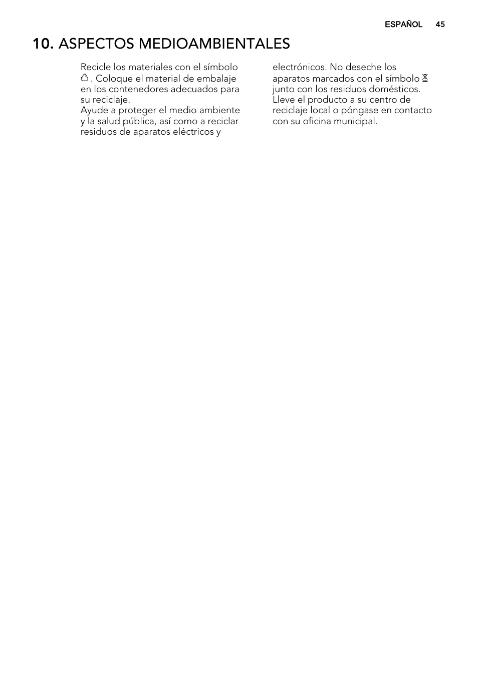 Aspectos medioambientales | AEG HE604060XB User Manual | Page 45 / 48