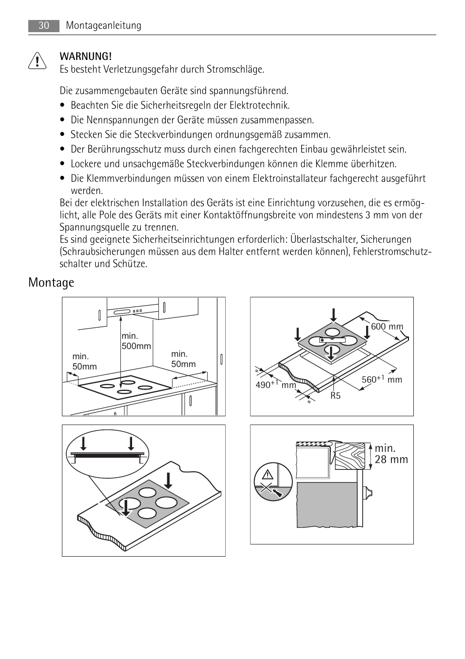 Montage | AEG HE604000XB User Manual | Page 30 / 44