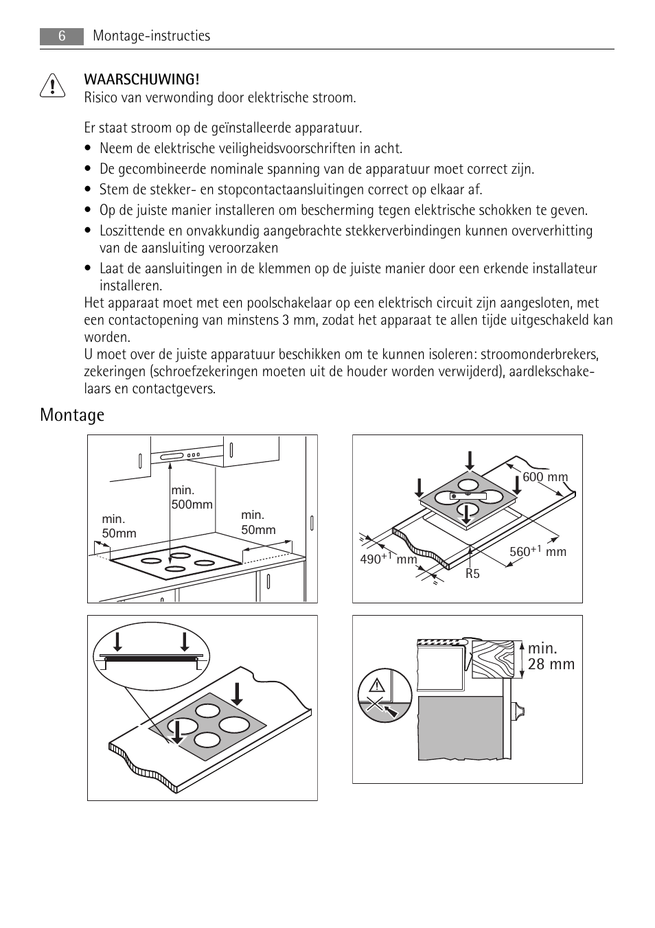 Montage | AEG HE604000XB User Manual | Page 6 / 44