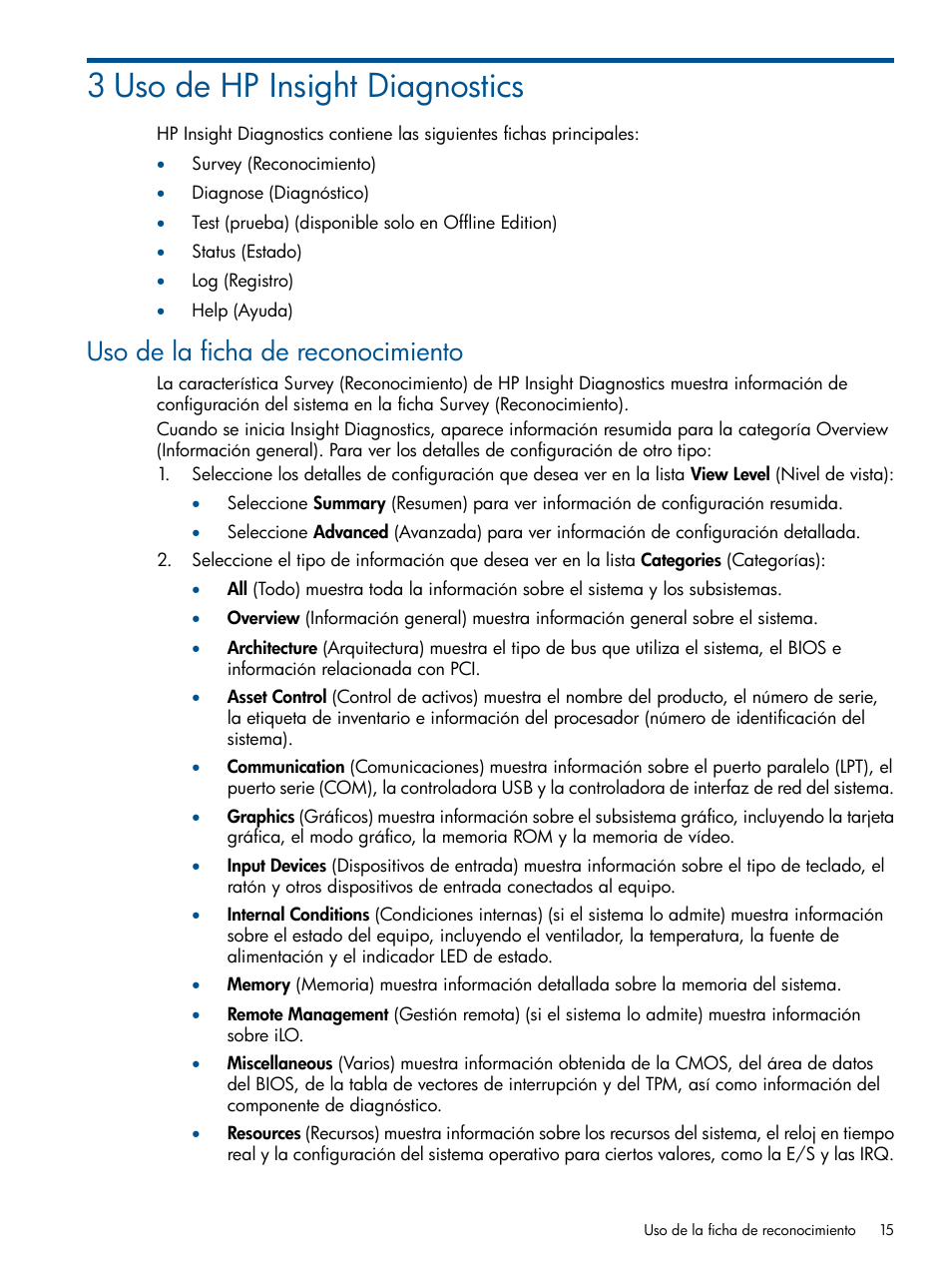 3 uso de hp insight diagnostics, Uso de la ficha de reconocimiento | HP Software HP Insight Diagnostics User Manual | Page 15 / 43