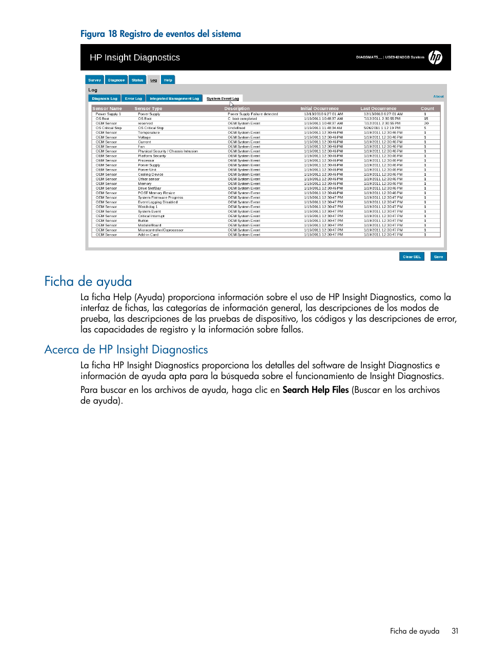 Ficha de ayuda, Acerca de hp insight diagnostics | HP Software HP Insight Diagnostics User Manual | Page 31 / 43
