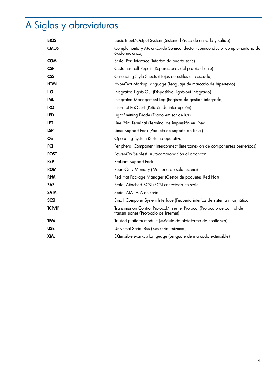 A siglas y abreviaturas | HP Software HP Insight Diagnostics User Manual | Page 41 / 43