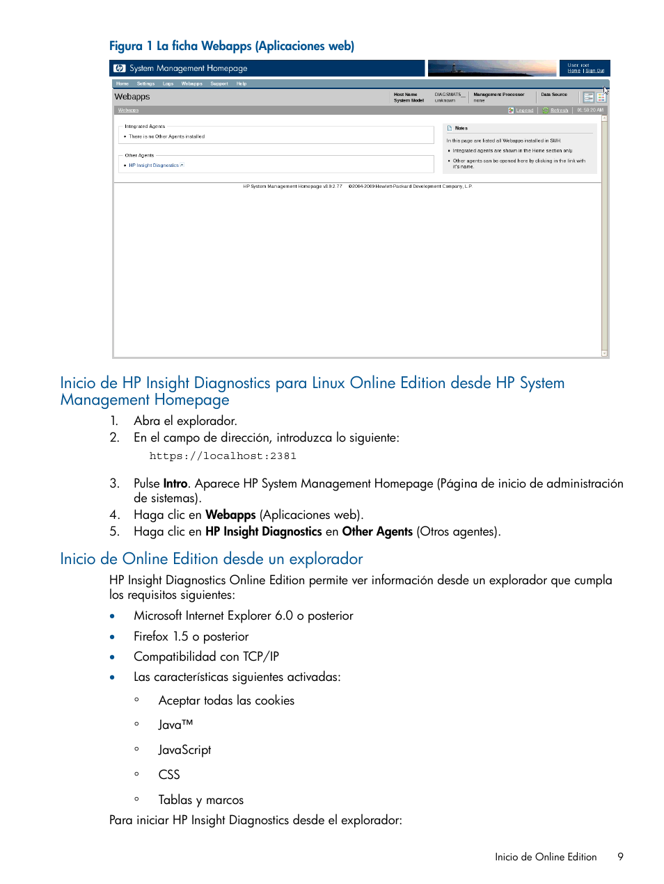 Inicio de online edition desde un explorador | HP Software HP Insight Diagnostics User Manual | Page 9 / 43