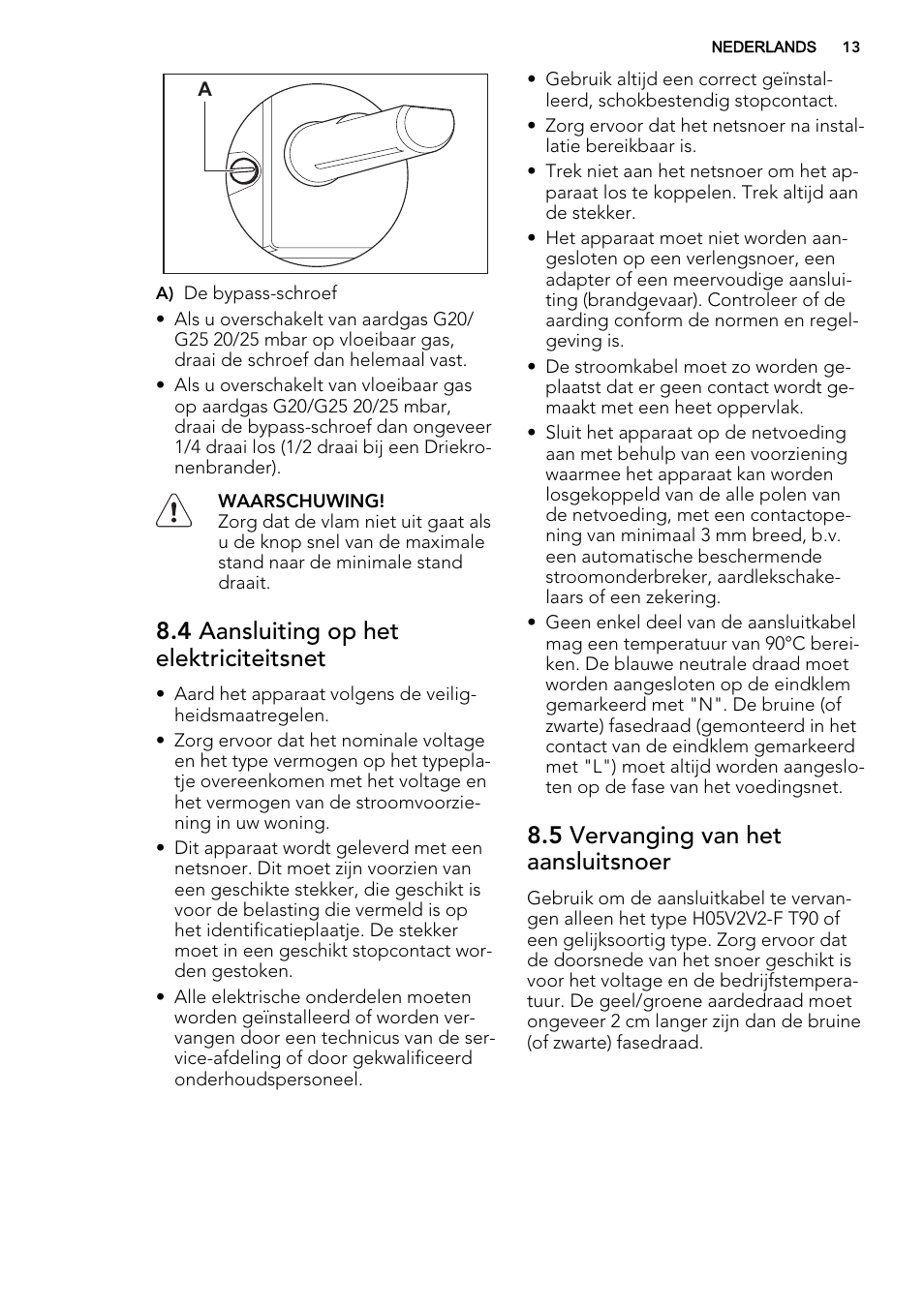 4 aansluiting op het elektriciteitsnet, 5 vervanging van het aansluitsnoer | AEG HG654440SM User Manual | Page 13 / 64