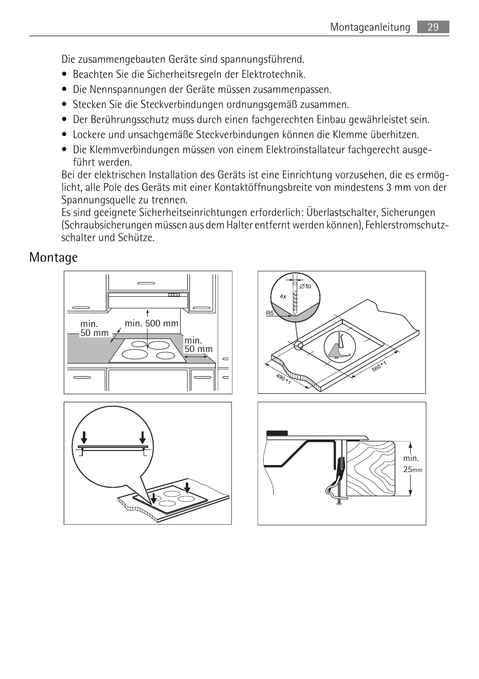 Montage | AEG HE604000H User Manual | Page 29 / 44