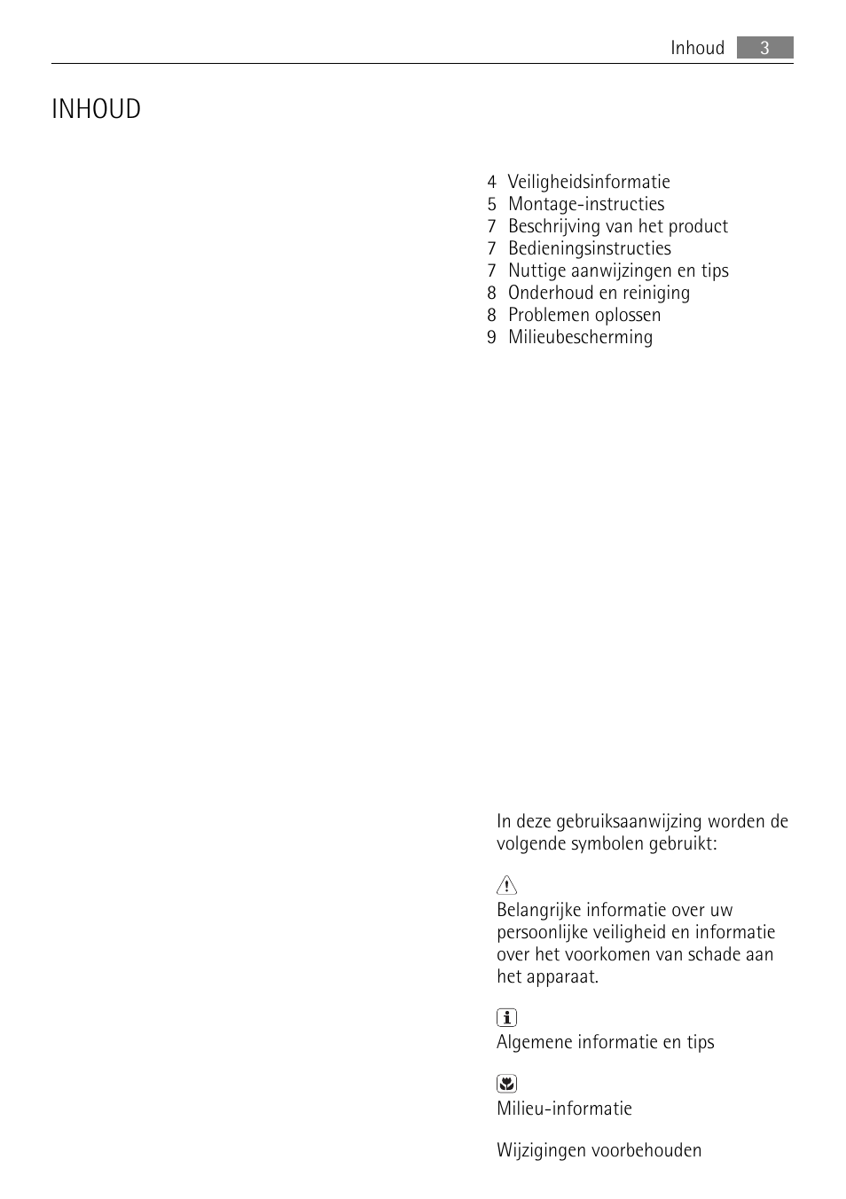 Inhoud | AEG HE604000H User Manual | Page 3 / 44