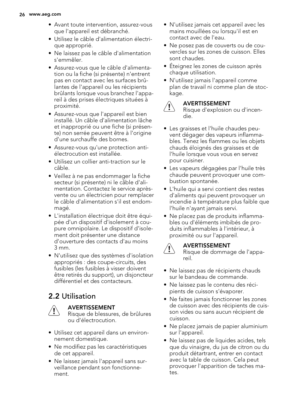 2 utilisation | AEG HK312000H User Manual | Page 26 / 48