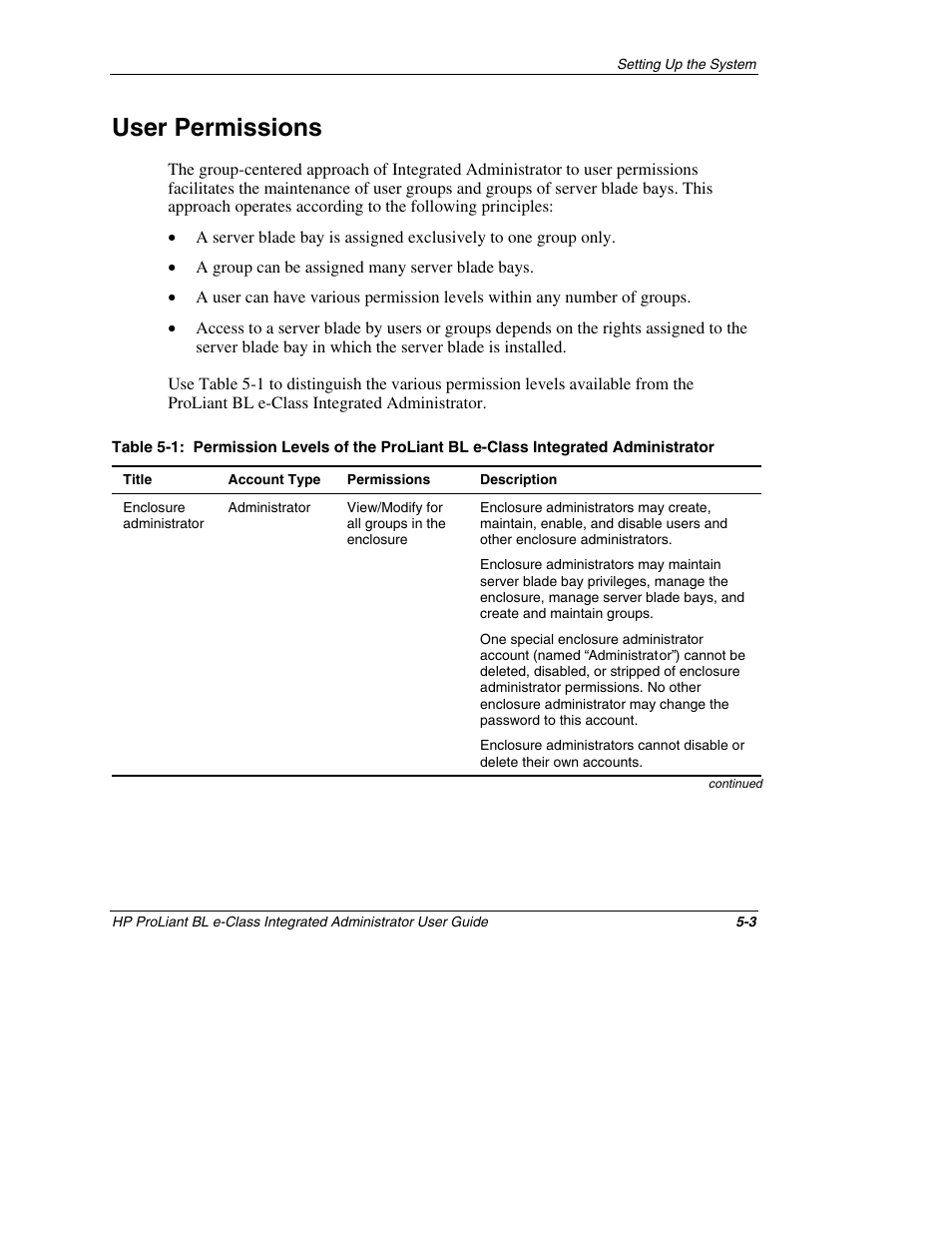 User permissions, User permissions -3 | HP ProLiant BL10e G2 Server Blade User Manual | Page 118 / 232