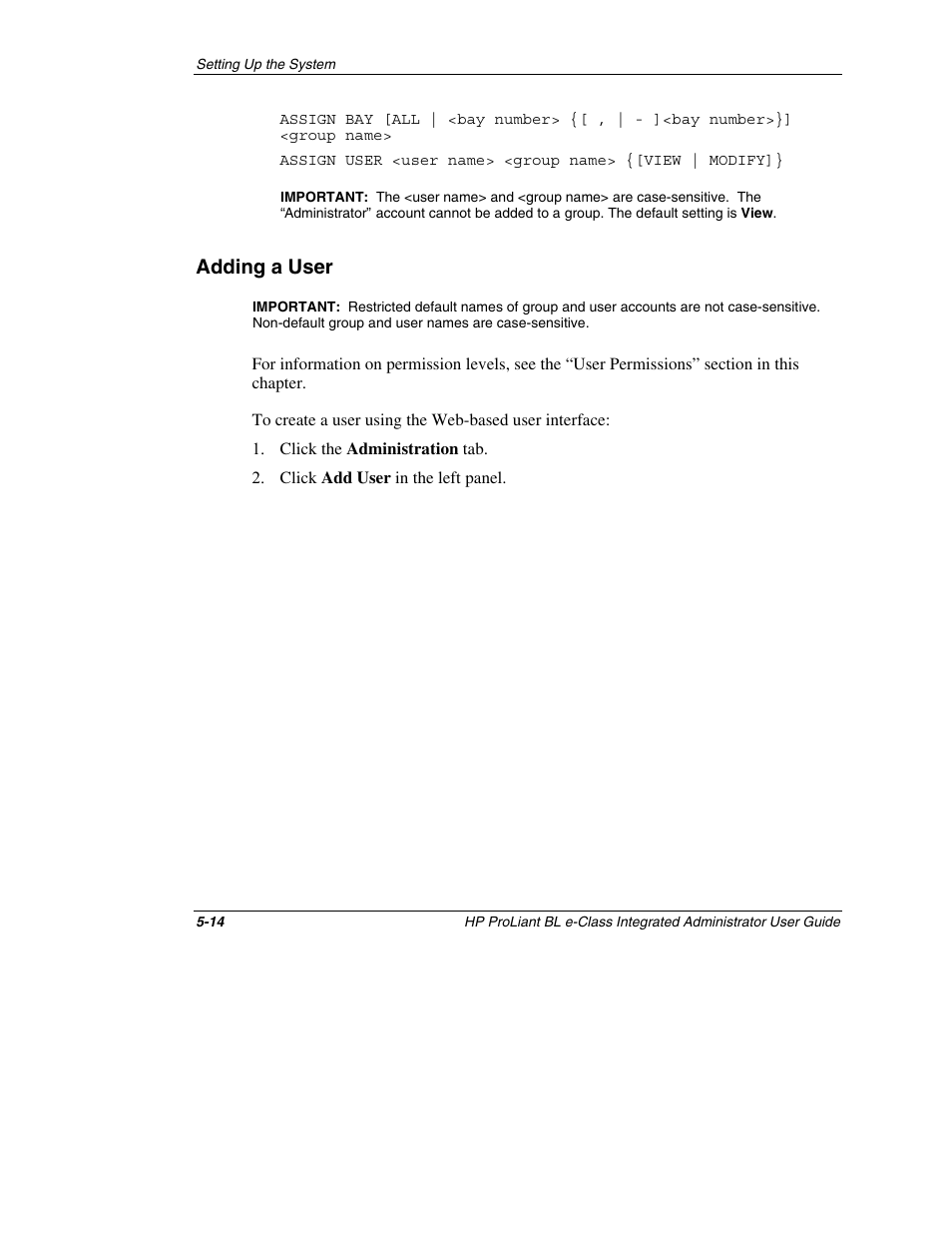 Adding a user, Adding a user -14 | HP ProLiant BL10e G2 Server Blade User Manual | Page 129 / 232