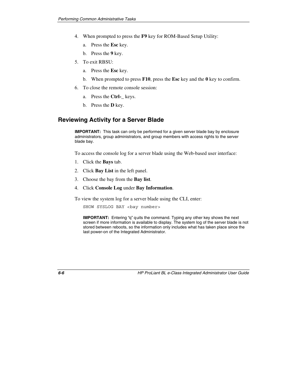 Reviewing activity for a server blade, Reviewing activity for a server blade -6 | HP ProLiant BL10e G2 Server Blade User Manual | Page 151 / 232