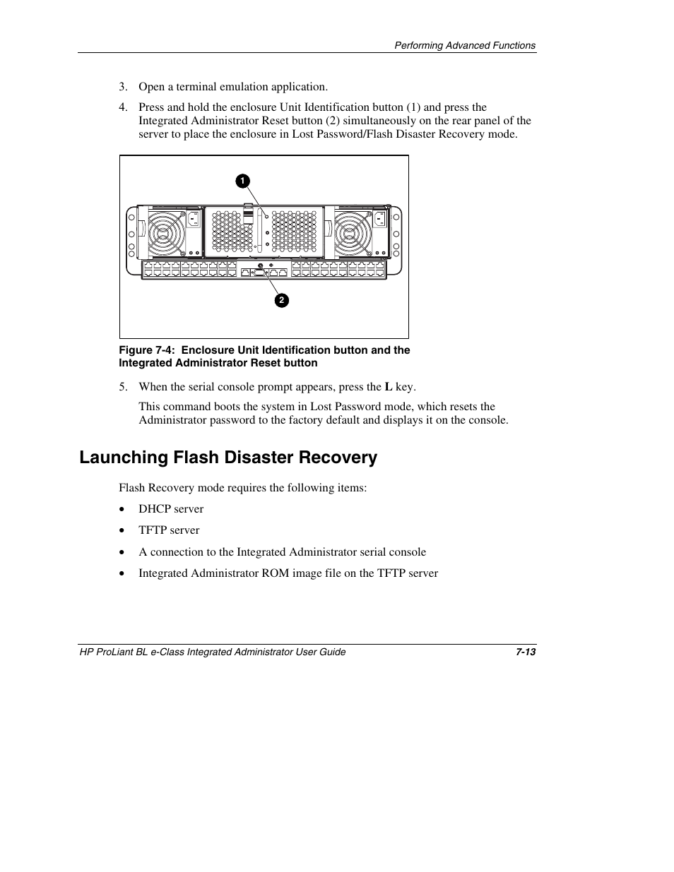 Launching flash disaster recovery, Launching flash disaster recovery -13 | HP ProLiant BL10e G2 Server Blade User Manual | Page 186 / 232