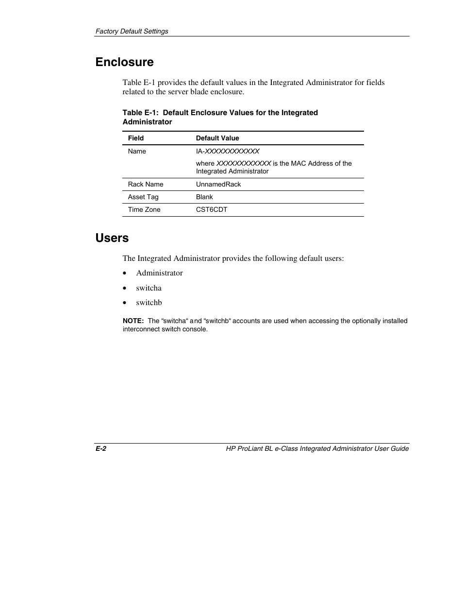 Enclosure, Users | HP ProLiant BL10e G2 Server Blade User Manual | Page 205 / 232