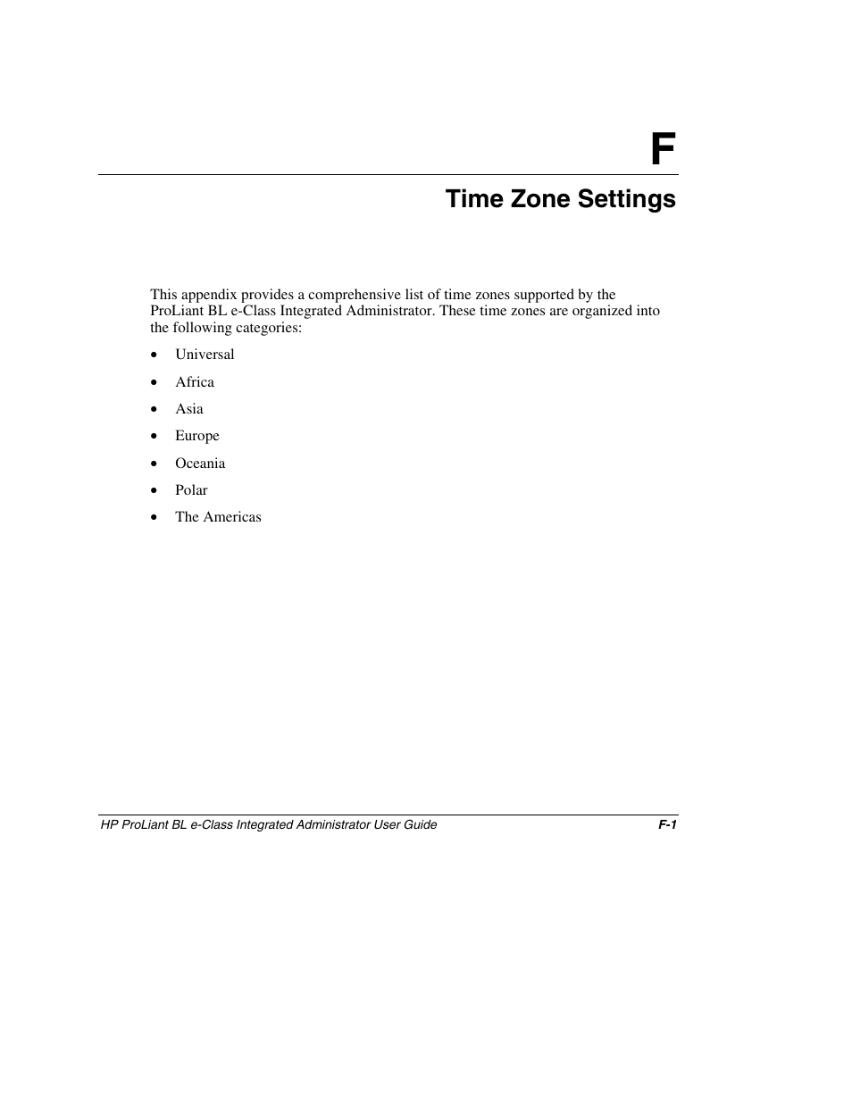 Appendix f: time zone settings, Appendix f, Time zone settings | HP ProLiant BL10e G2 Server Blade User Manual | Page 208 / 232