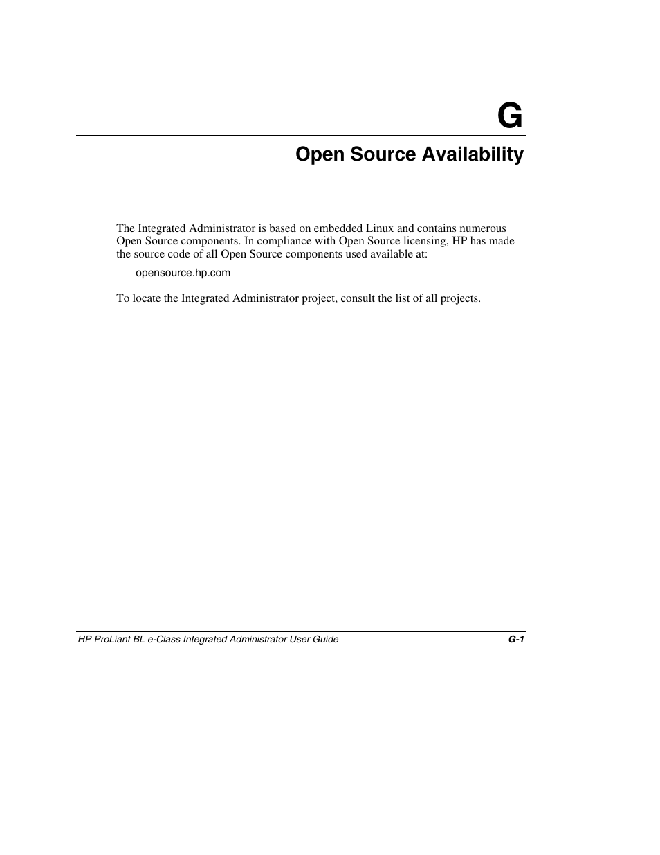 Appendix g: open source availability, Appendix g, Open source availability | HP ProLiant BL10e G2 Server Blade User Manual | Page 220 / 232