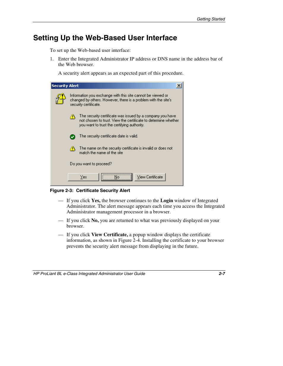 Setting up the web-based user interface, Setting up the web-based user interface -7 | HP ProLiant BL10e G2 Server Blade User Manual | Page 28 / 232