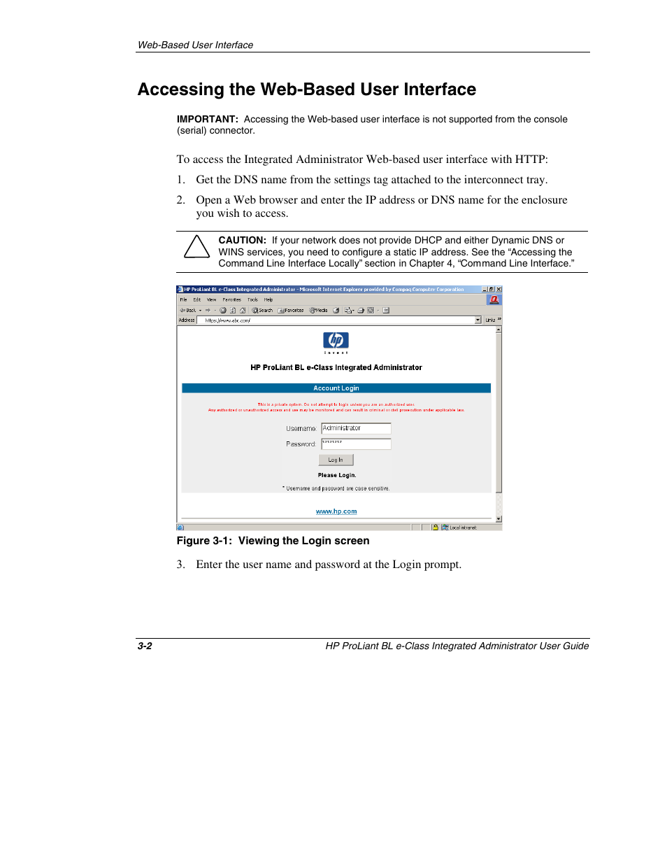 Accessing the web-based user interface, Accessing the web-based user interface -2 | HP ProLiant BL10e G2 Server Blade User Manual | Page 34 / 232