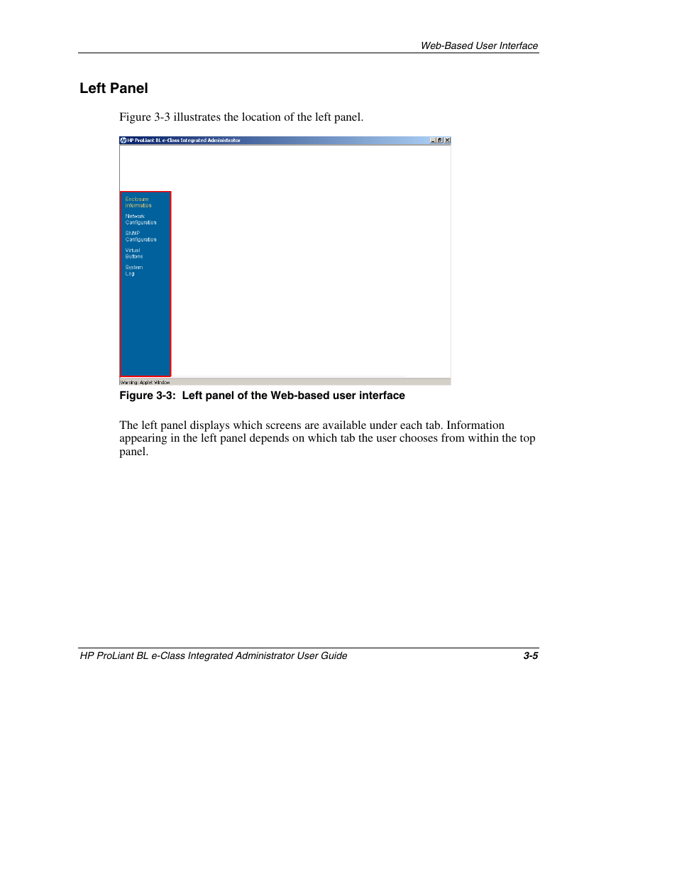 Left panel, Left panel -5 | HP ProLiant BL10e G2 Server Blade User Manual | Page 37 / 232