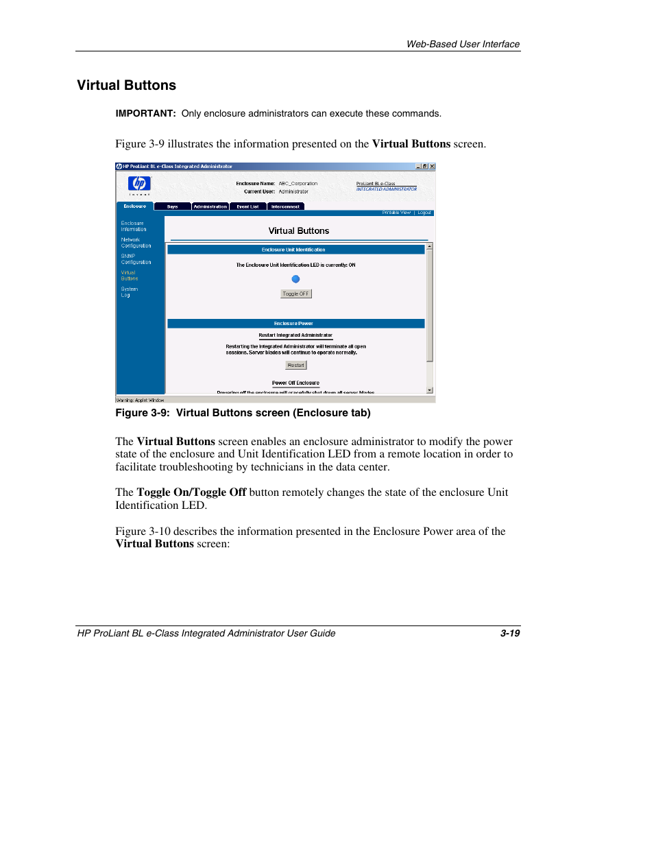 Virtual buttons, Virtual buttons -19 | HP ProLiant BL10e G2 Server Blade User Manual | Page 51 / 232