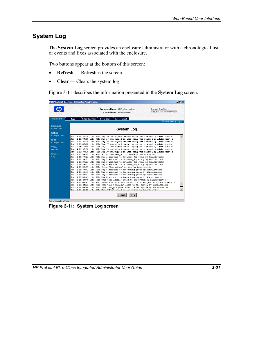 System log, System log -21 | HP ProLiant BL10e G2 Server Blade User Manual | Page 53 / 232