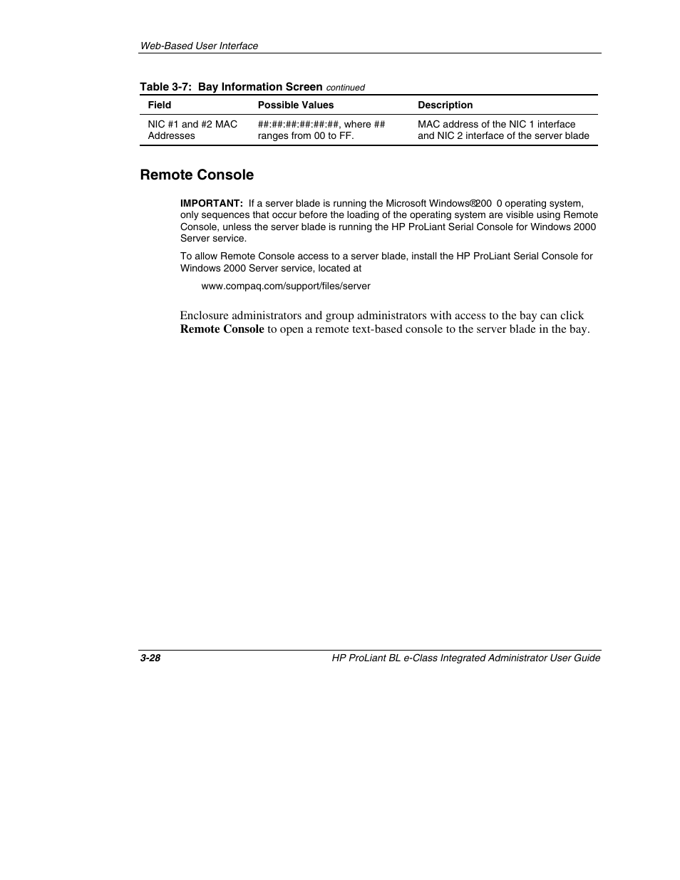 Remote console, Remote console -28 | HP ProLiant BL10e G2 Server Blade User Manual | Page 60 / 232