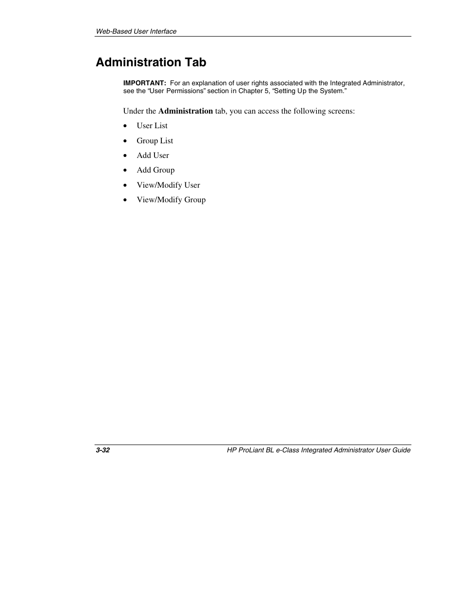 Administration tab, Administration tab -32 | HP ProLiant BL10e G2 Server Blade User Manual | Page 64 / 232