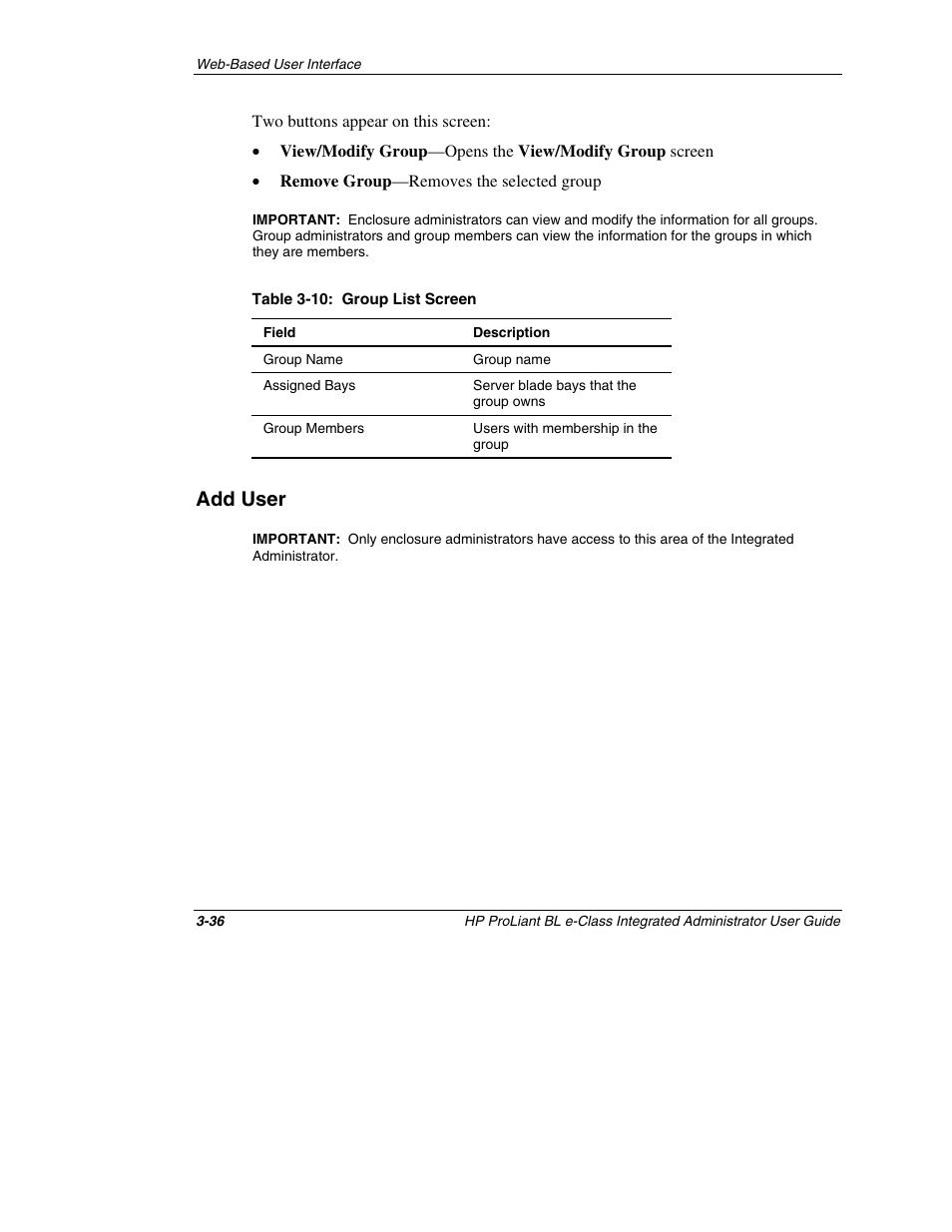 Add user, Add user -36 | HP ProLiant BL10e G2 Server Blade User Manual | Page 68 / 232