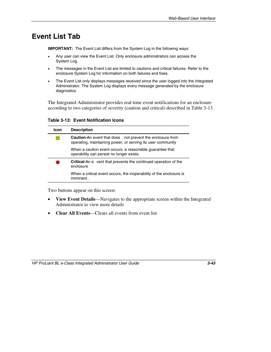 Event list tab, Event list tab -43 | HP ProLiant BL10e G2 Server Blade User Manual | Page 75 / 232