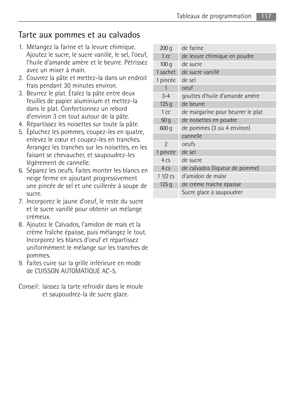 Tarte aux pommes et au calvados | AEG MCC4061E-M User Manual | Page 117 / 252