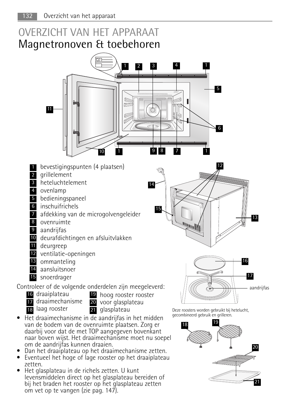 Magnetronoven & toebehoren, Overzicht van het apparaat | AEG MCC4061E-M User Manual | Page 132 / 252