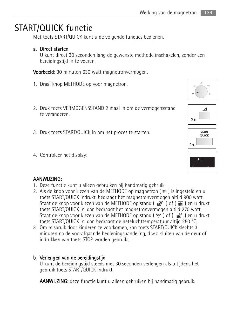 Start/quick functie | AEG MCC4061E-M User Manual | Page 139 / 252