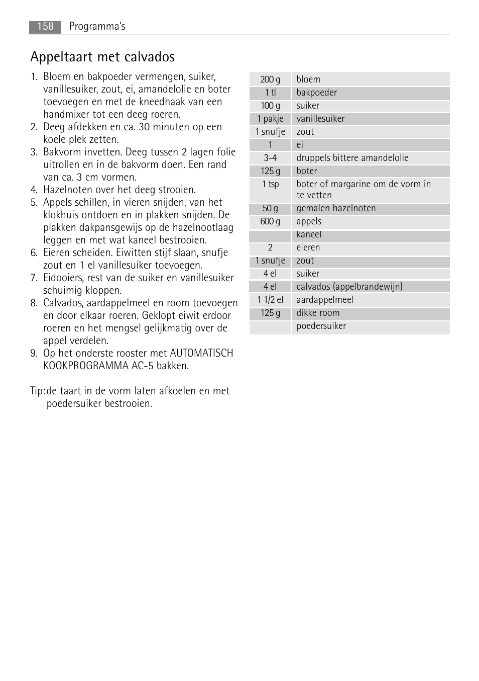 Appeltaart met calvados | AEG MCC4061E-M User Manual | Page 158 / 252
