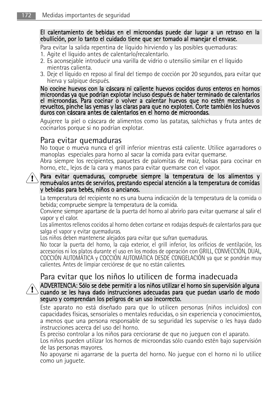 Para evitar quemaduras | AEG MCC4061E-M User Manual | Page 172 / 252