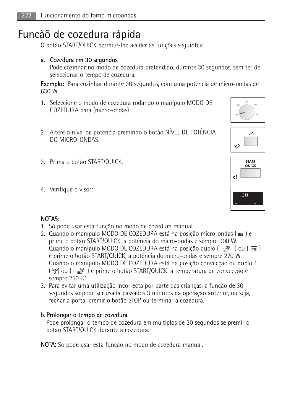 Funcãõ de cozedura rápida | AEG MCC4061E-M User Manual | Page 222 / 252