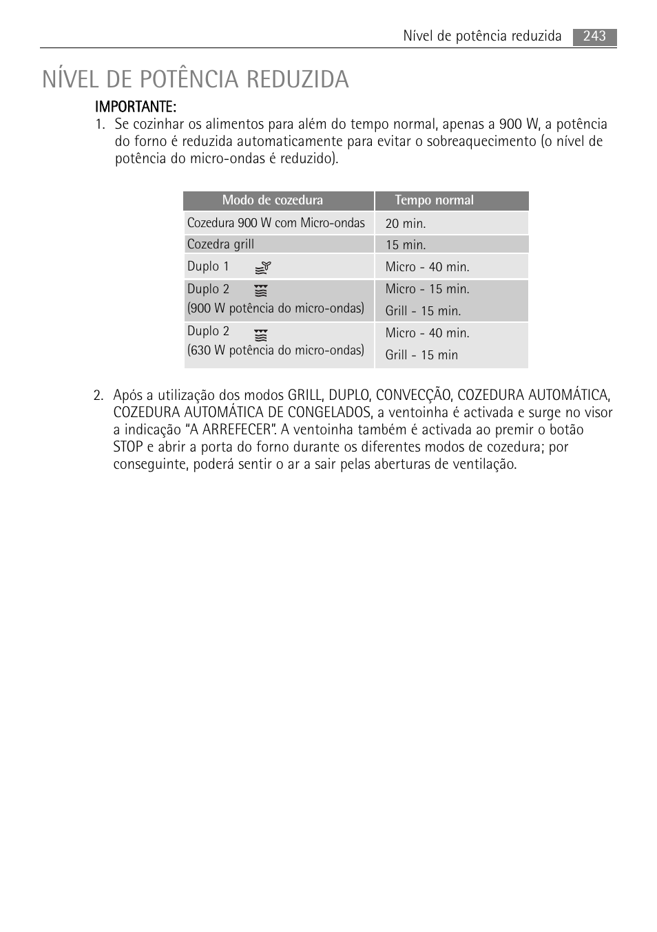 Nível de potência reduzida | AEG MCC4061E-M User Manual | Page 243 / 252