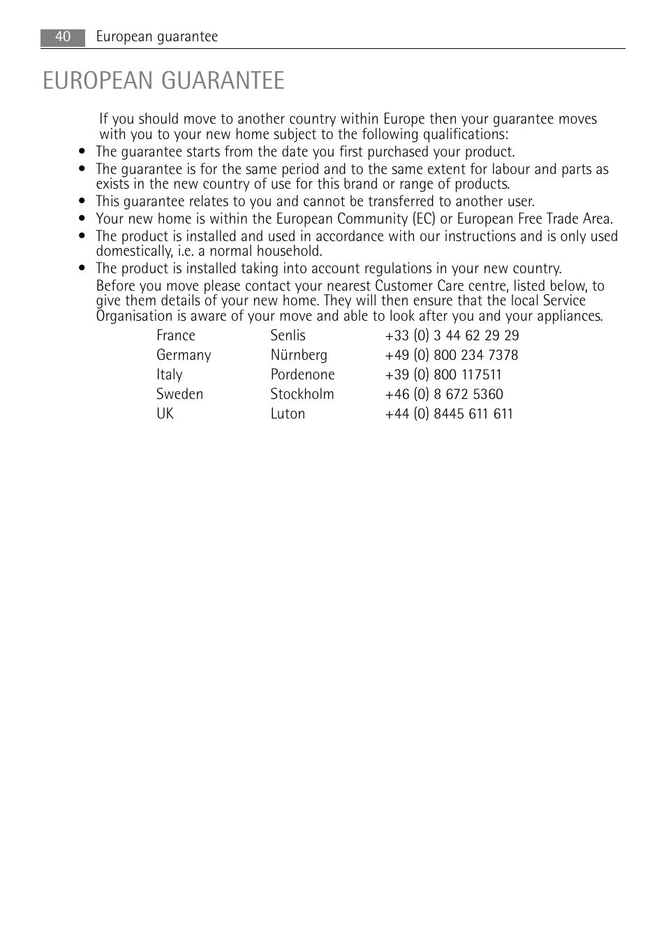 European guarantee | AEG MCC4061E-M User Manual | Page 40 / 252