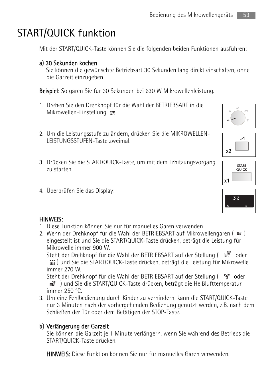 Start/quick funktion | AEG MCC4061E-M User Manual | Page 53 / 252