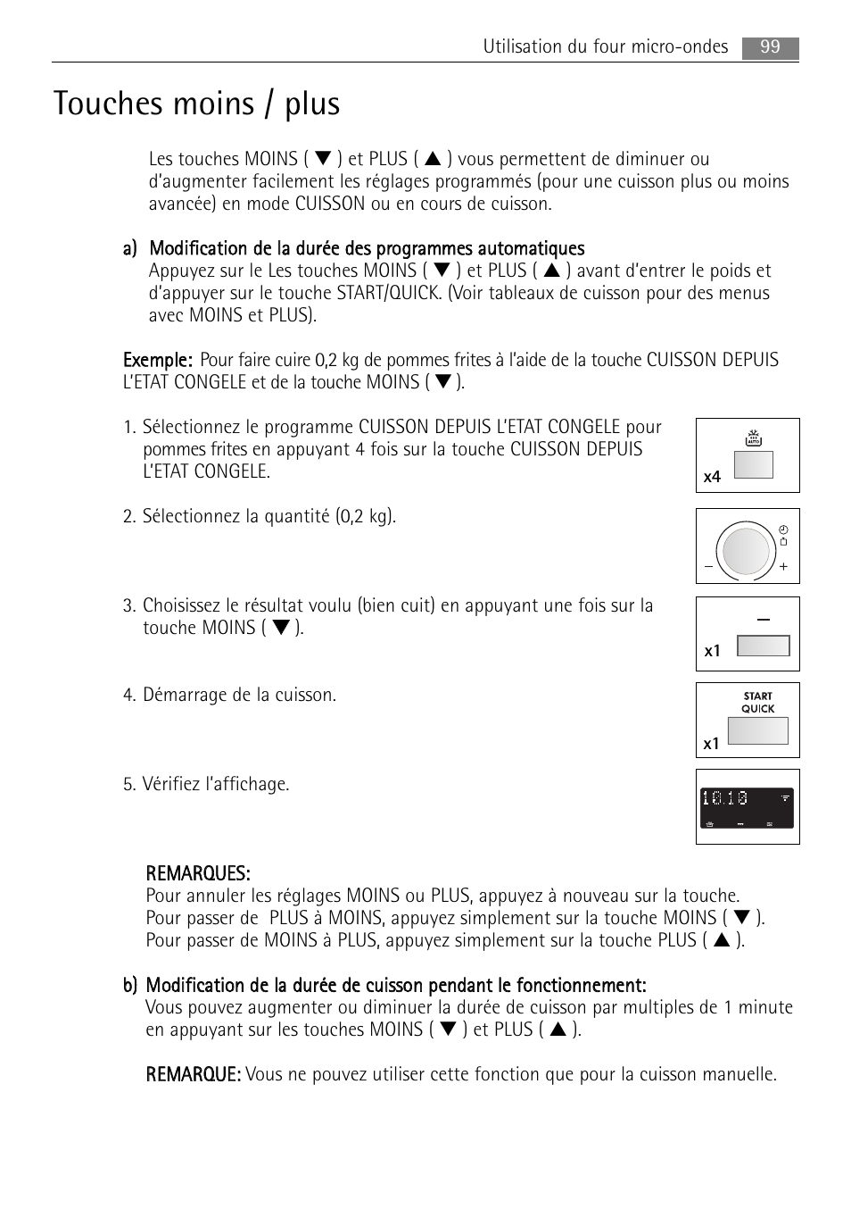 Touches moins / plus | AEG MCC4061E-M User Manual | Page 99 / 252